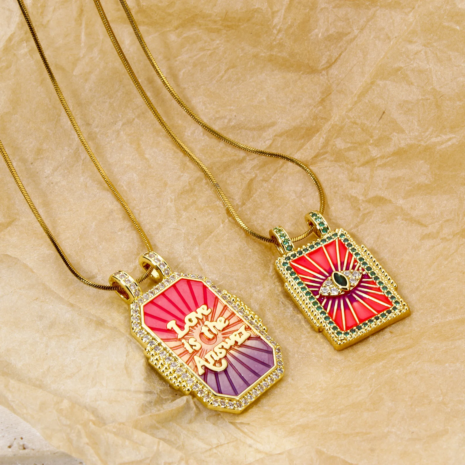 1 Piece Brass Micro Pave Turkish Evil Blue Eye Charms 18K Gold Plated Rectangle Pendants For Necklace Earrings Jewelry Making
