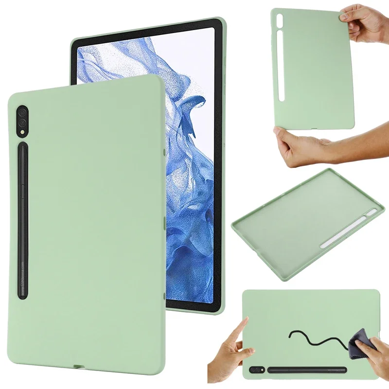 

For Samsung Galaxy Tab S9 Ultra S9 Plus Case Soft Premium Liquid Silicone Ultra Thin Cover with Flocking For Tab S9 FE 케이스