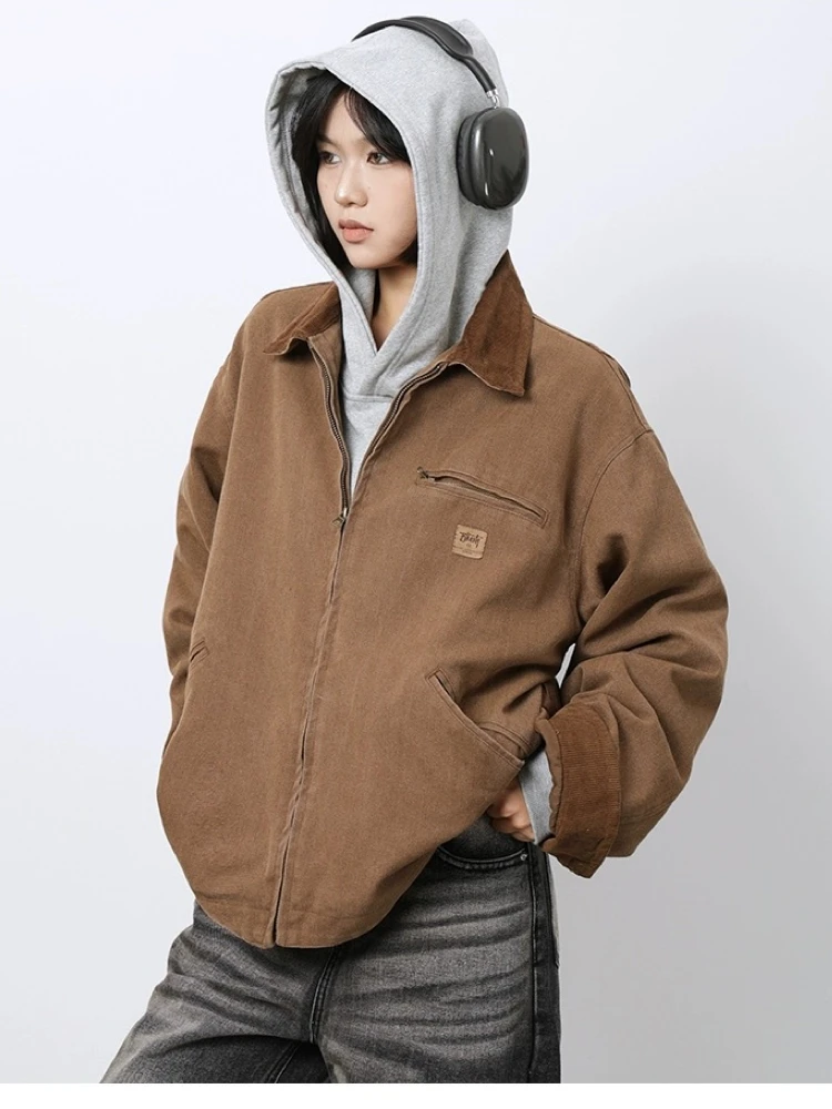 

Spring New Sle American Street Sle Cleanfit Detroit Jaet Loose Casual Men's Outerwear Zipper Closure Long Sve Youth