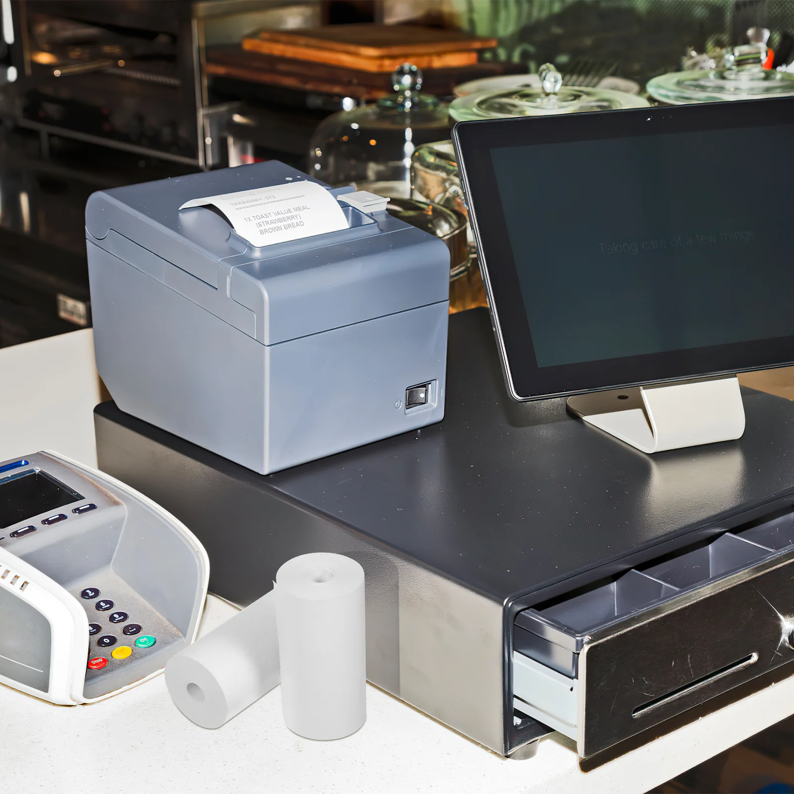 

Thermal Printer Paper Rolls Clear Prints Smooth Flat Surface Universal Size Easy Use No Jams Receipts Thermal Printer Paper