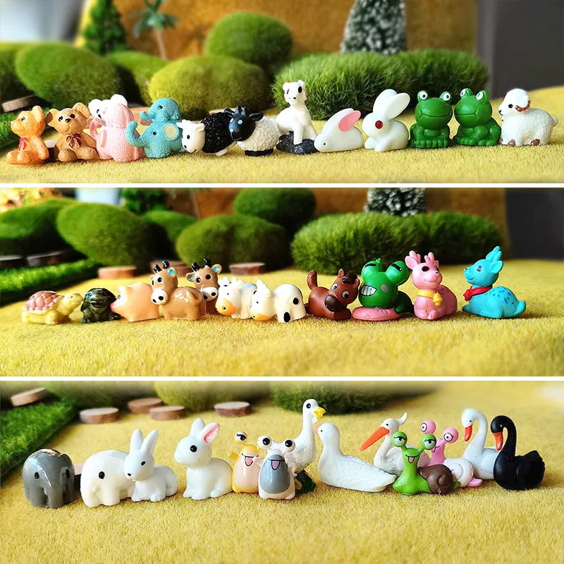 2pcs 1-3cm Mini Animals Dog Hedgehog Figurine Deer/Squirrel/Sheep Miniature Farm Fairy Garden Landscape Kit Terrarium Bird Decor