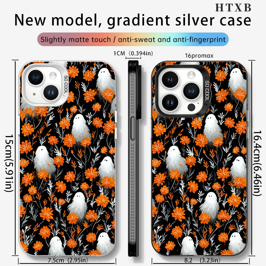 Halloween Geel Bloemen Spook iPhone 17 tot 11 Pro Max Plus