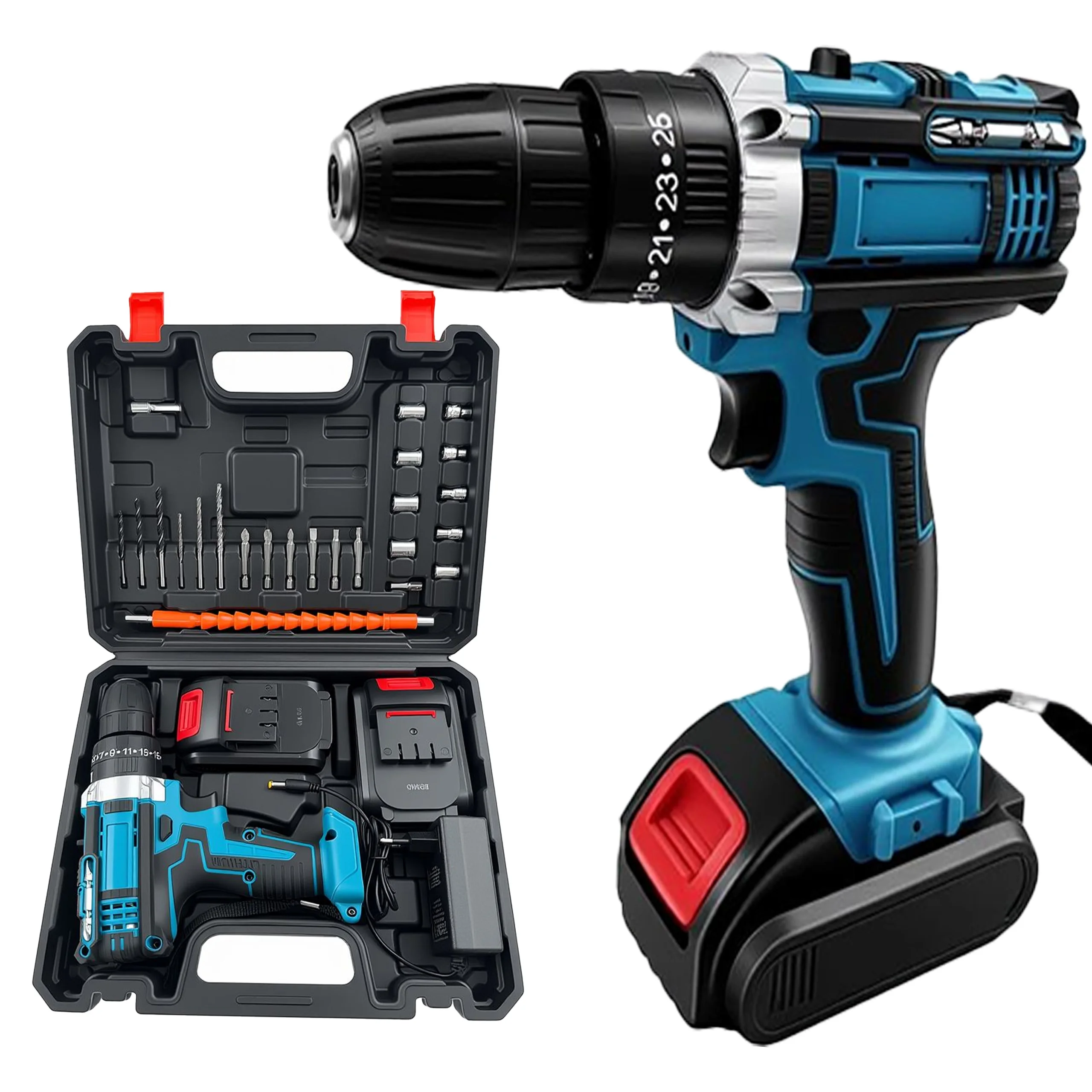 

21V Electric Drill Dual-Speed Adjustable Torque Multi-Function DIY Industrial Hand Screwdriver Lithium Impact Battery