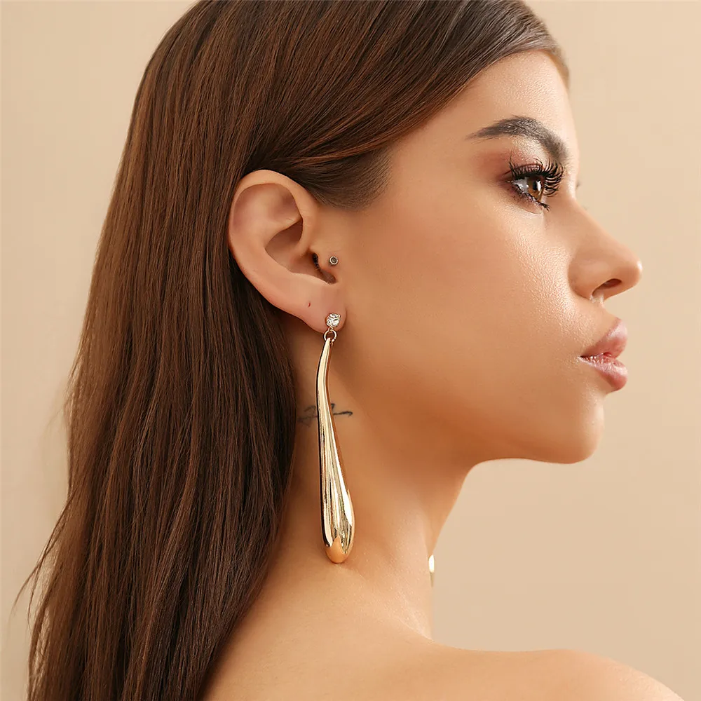 Exaggerate Big Waterdrop Drop Earrings for Women 2024 Trendy Long Chunky Thick Large Stud Earrings Party Wedding Jewelry Gifts