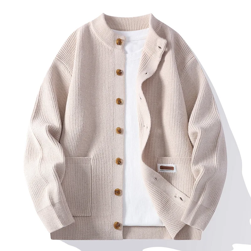 2026 Autumn New Men's Knitted Cardigan Sweater Coat Korean Fashion Casual Loose Button Jacket Japan Streetwear Men Clothing