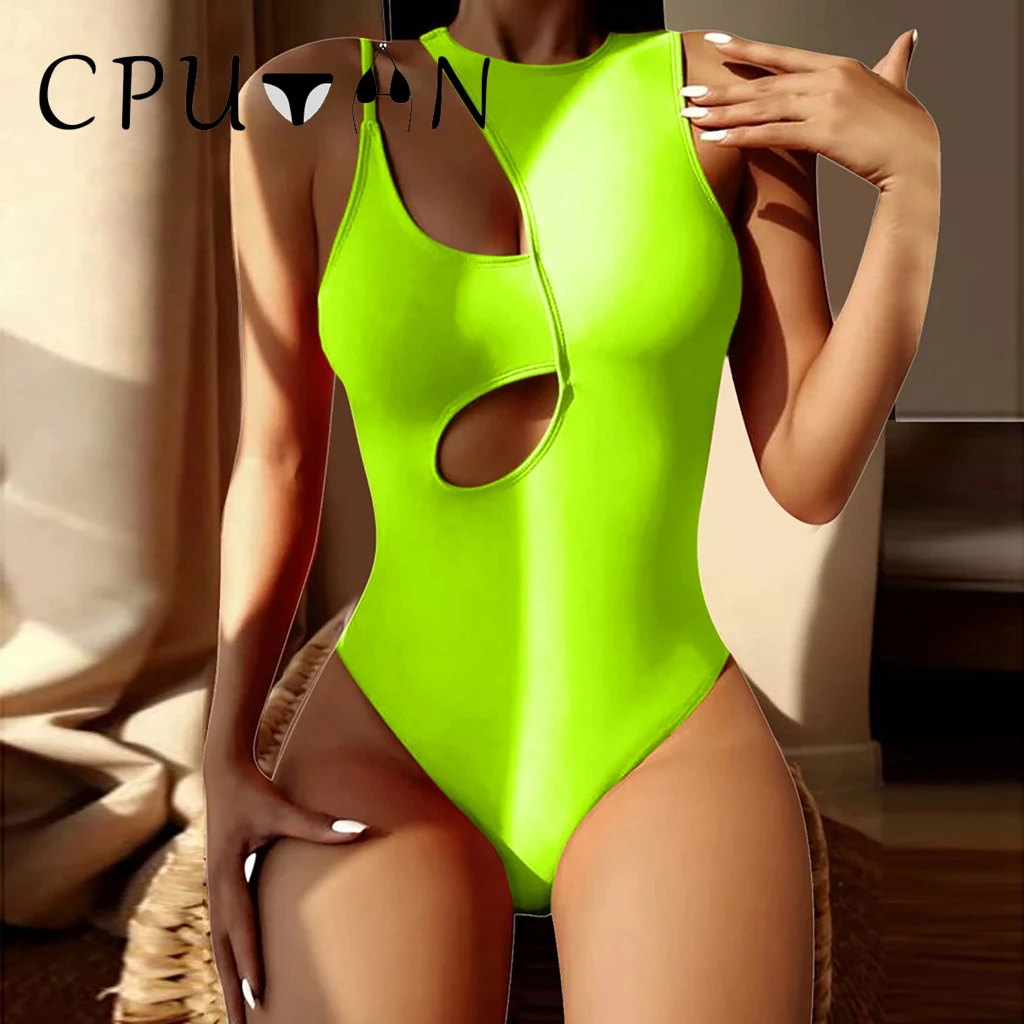 CPUTAN 2025 Sexy Push Up One Piece Swimsuit Swimwear Women Vintage Solid Monokini Beachwear Brazilian One Shoulder Bathing Suit