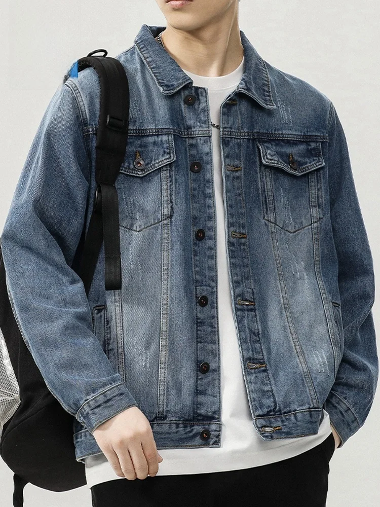 

Jeanswest повседневная джинсовая куртка мужская осень-зима новая рабочая одежда свободного покроя длинная све ветрозащитная молодежная мода