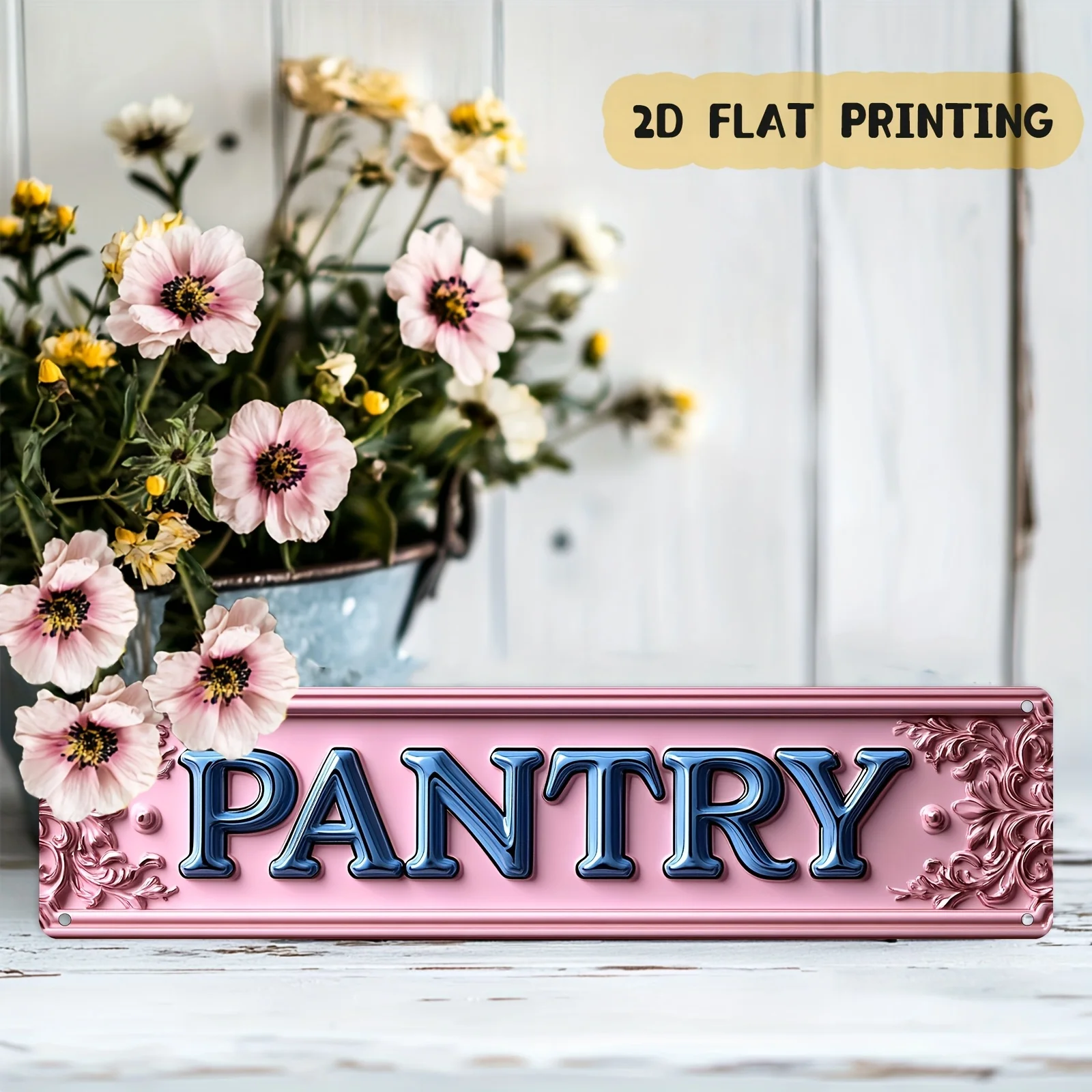 2D Flat, 1pc Retro Vintage Metal Tin Sign Wall Decor - Pantry Kitchen Garage Cafe Farmhouse Bathroom Art, No Electricity Needed