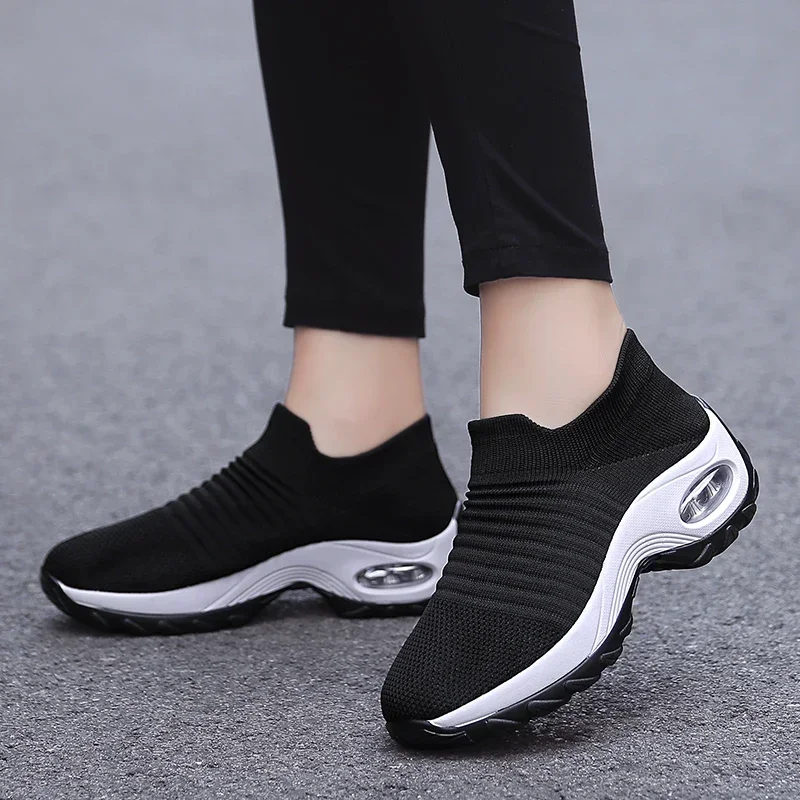 

Women Walking Shoes Sock Slip on Mesh Platform Air Cushion Athletic Designer Sneakers for Women Tenis De Luxo Feminino