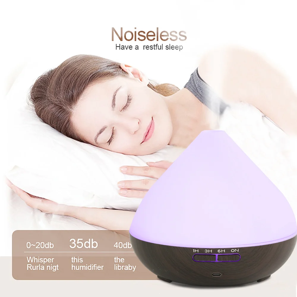 

550ML Ultrasonic Smart Humidifier Essential Oil Diffuser Remote Control Color LED 6 Free Oils Quiet Relaxation
