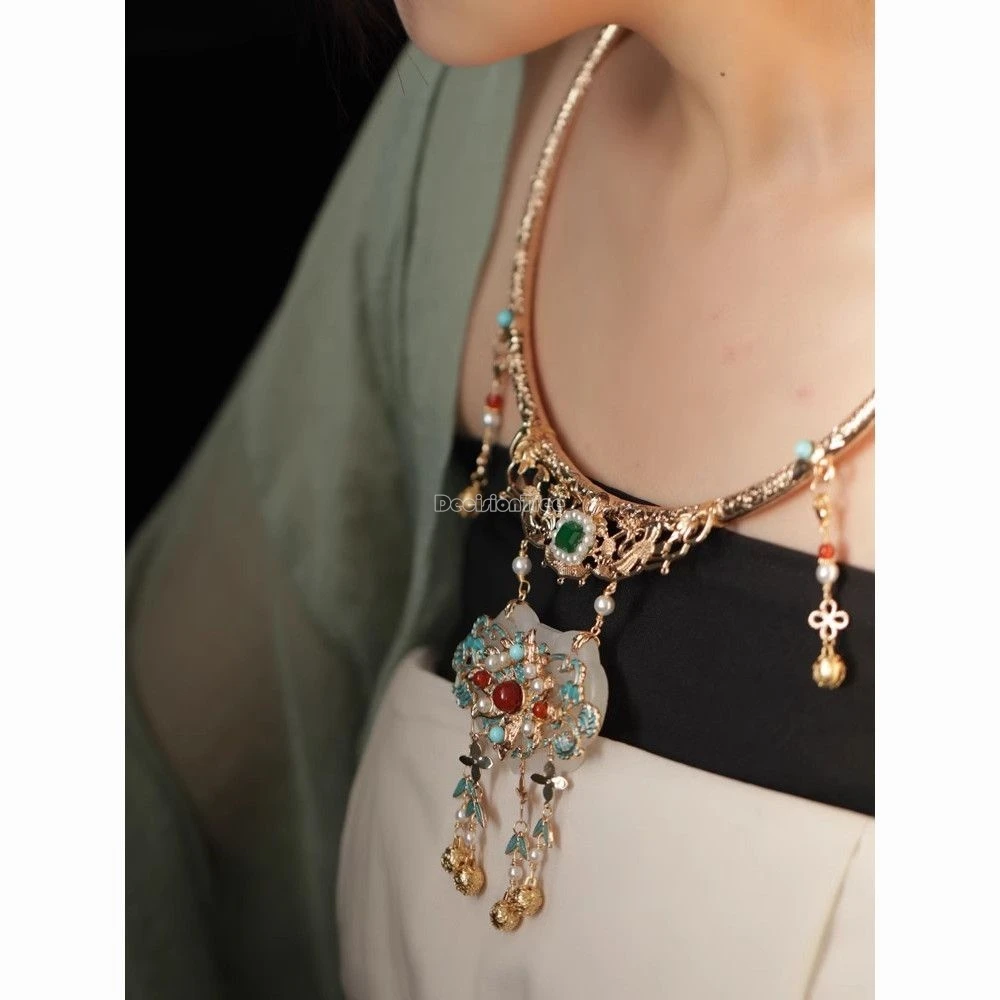 2025peace lock chinese national ming dynasty style ancient costume accessory jewelry chinese-style elegant women collar necklace