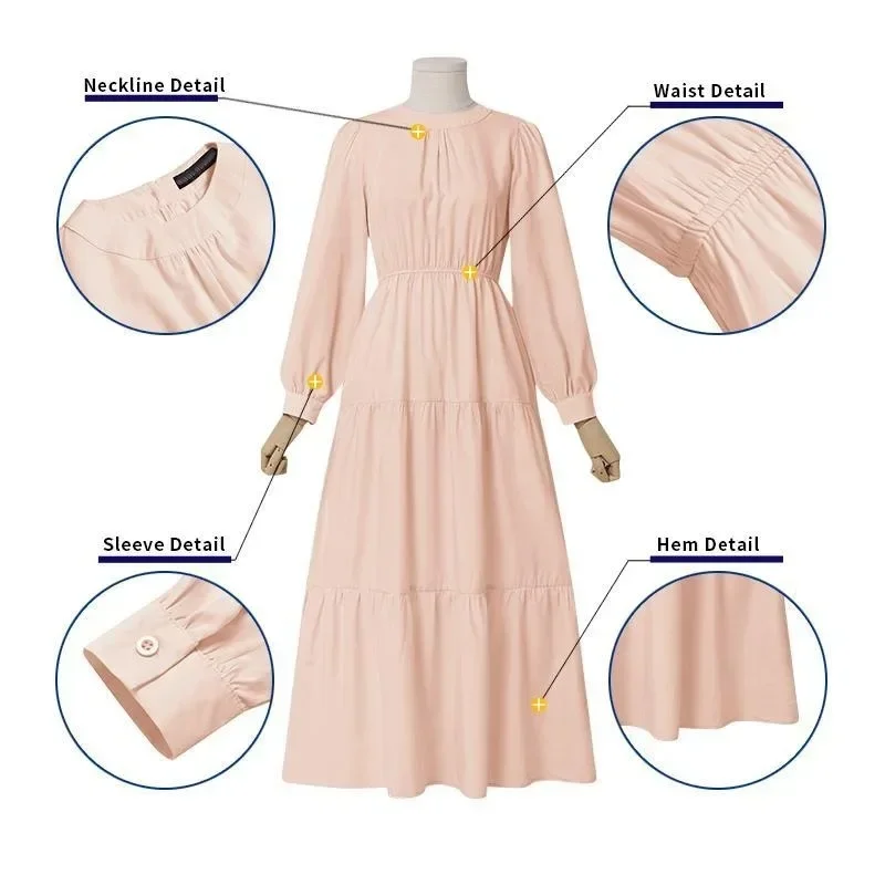 Ramadan Eid Abaya Muslim Dress Turkey Kaftan Dubai Abayas 2023 Spring Long Sleeved Solid Maxi Sundress Robe Femme Vestiods