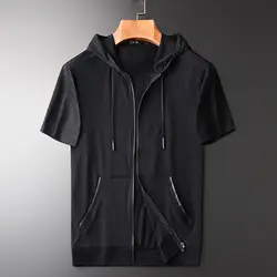 Camiseta ligera de manga corta para hombre, chaqueta informal transpirable con cierre de piel, top a la moda, novedad de verano 2024