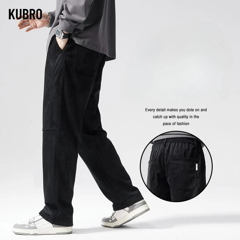 

Men's Autumn winter Corduroy Casual Y2K Pants Chenille Thick Stretch Business Trousers Mid-rise Brand Winter Thermal baggy Pants