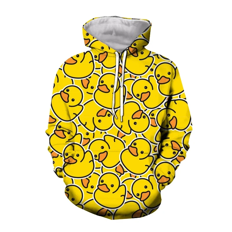 New Men Spring Autumn Hoodie Fashion Clothing Cute Duck Animal Printing Hooded Tops Oversized Streetwear Male Causal Coat