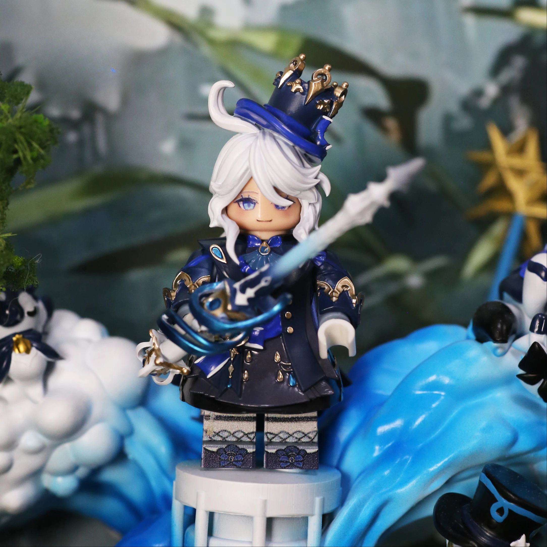 Genshin Impact Anime Figure 5cm Furina Cute Plastic Model Building Blocks Collectible Advanced Statue Toy for Gifts