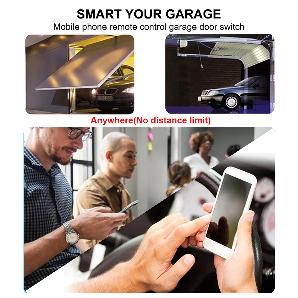 Imagem -02 - Abridor Automático da Porta da Garagem com Wi-fi Abridor Módulo de Comutação Correr Travamento Automático Temporizador Alexa Google Home Tuya App 4ch