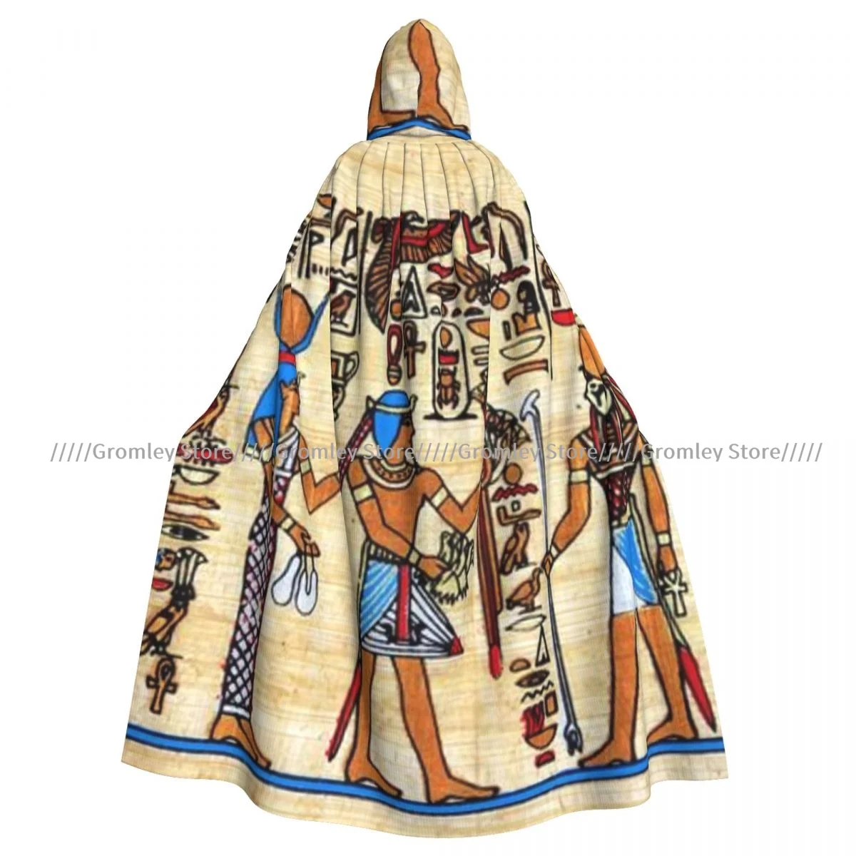 Medieval Halloween Cosplay Cloak Hooded Coat Egyptian Papyrus Cape Coat Long Trench Costume Wizard Cloak