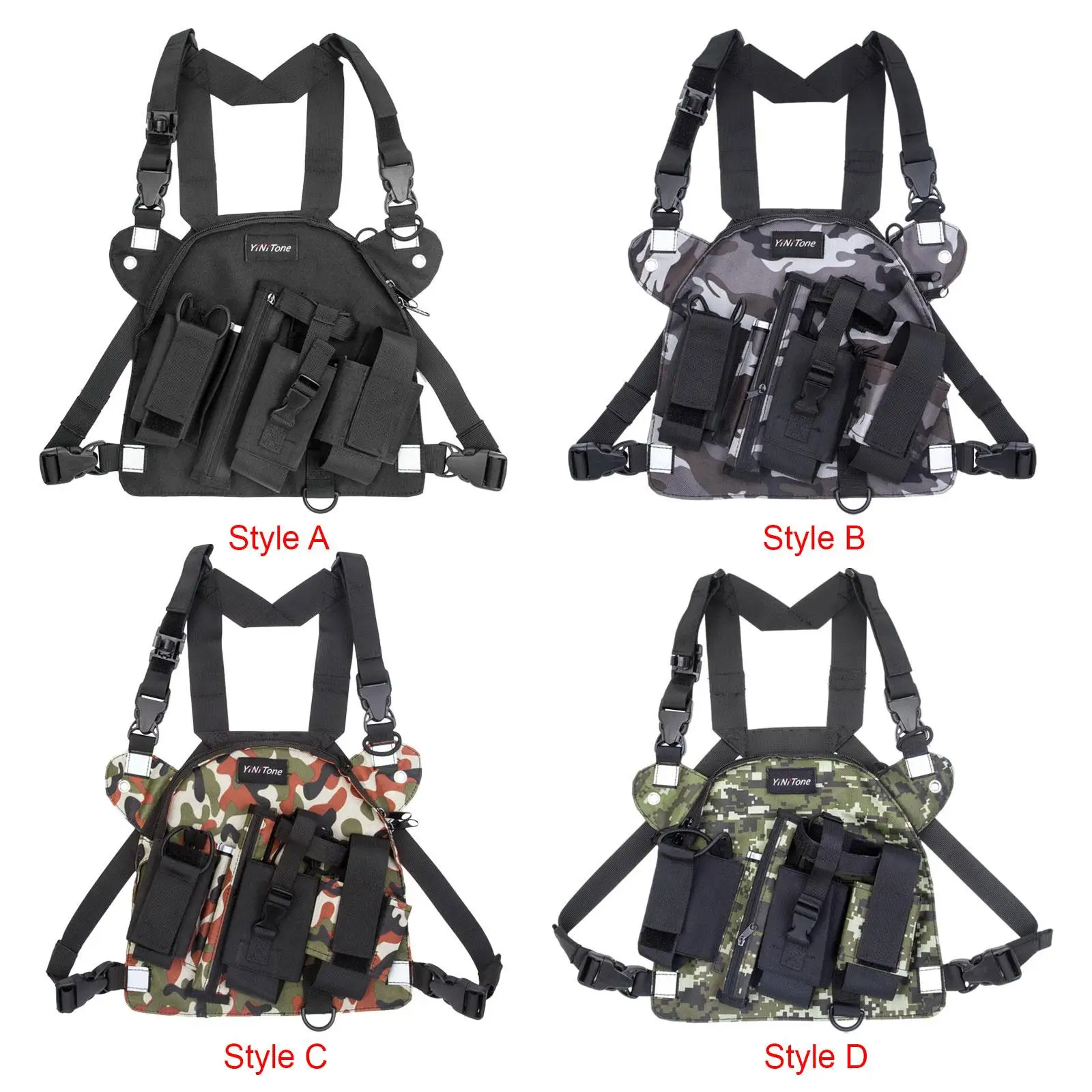 Chest Harness for Walkie Talkies, Radio Holder with Zipper Pocket, Backpack Design for Outdoor Activities