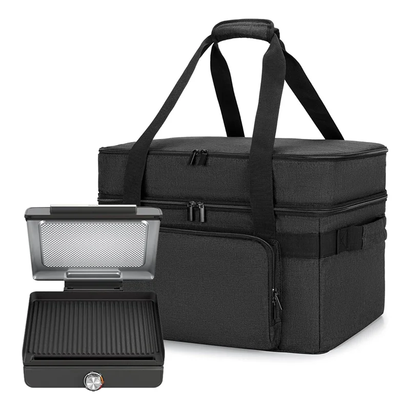

J1UL1N Indoor Grill Carrying Bag With Bottom Pad Smokeless Grill Double Layer Electric Grill Bag