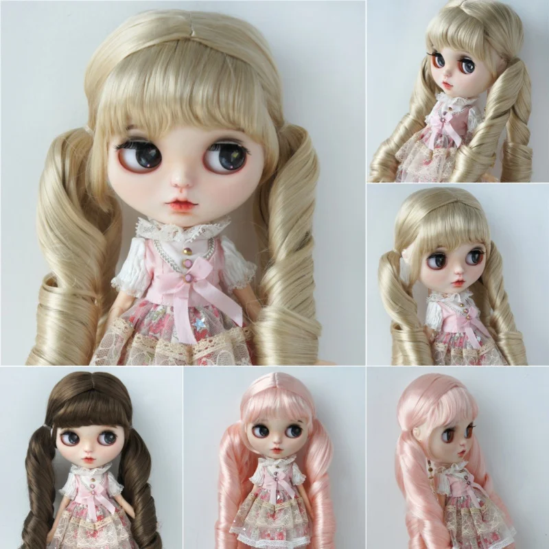 

JD330 9-10 дюймов 10-11 дюймов красивые синтетические мохеровые парики BJD длинные двойные пони деревенская девушка кукла волосы Blythes аксессуары для кукол
