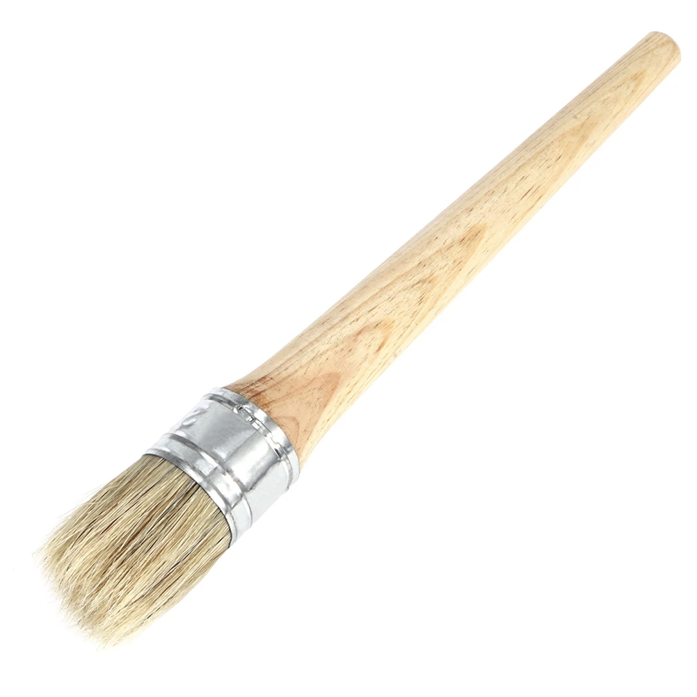 

4 Pcs Round Paint Brush Paintbrushes Natural Bristle for Wax Furniture Painting Chalk