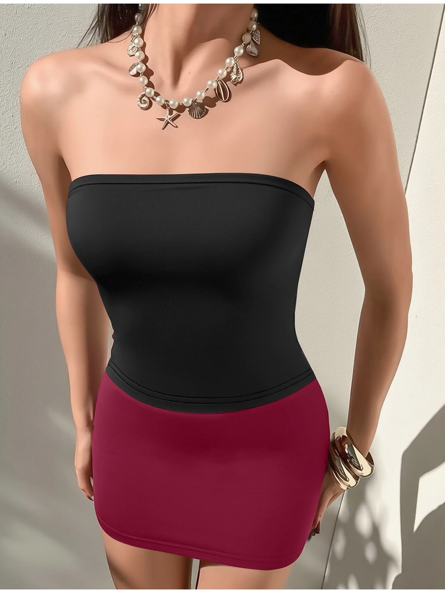 

Женский модный комплект из двух предметов: облегающий топ и мини-юбка с высокой талией, повседневный наряд для ежедневной носки