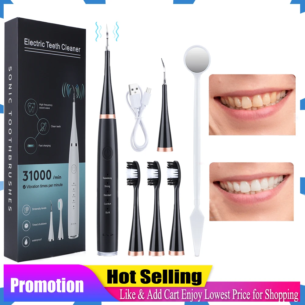 Teeth Whitening Electric Dental Calculus Remover Sonic Remove Tartar Scaler Oral Irrigator Clean Device Toothbrush Rechargeable