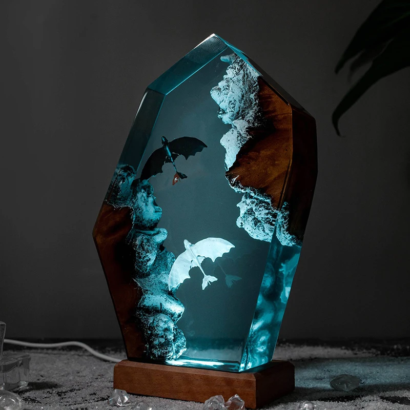 Dragon Organism Resin Table Light Creactive Art Decoration Lamp Cartoon Figure Theme 7 Colors Night Light  USB Charge