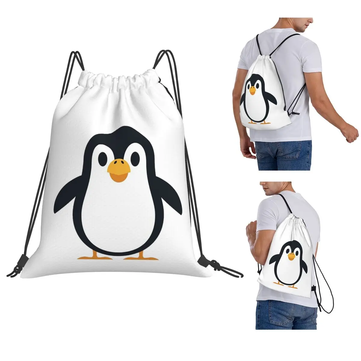 

Penguin Backpacks Multi-function Drawstring Bags Shoes Bag Book Bags for Man Woman School