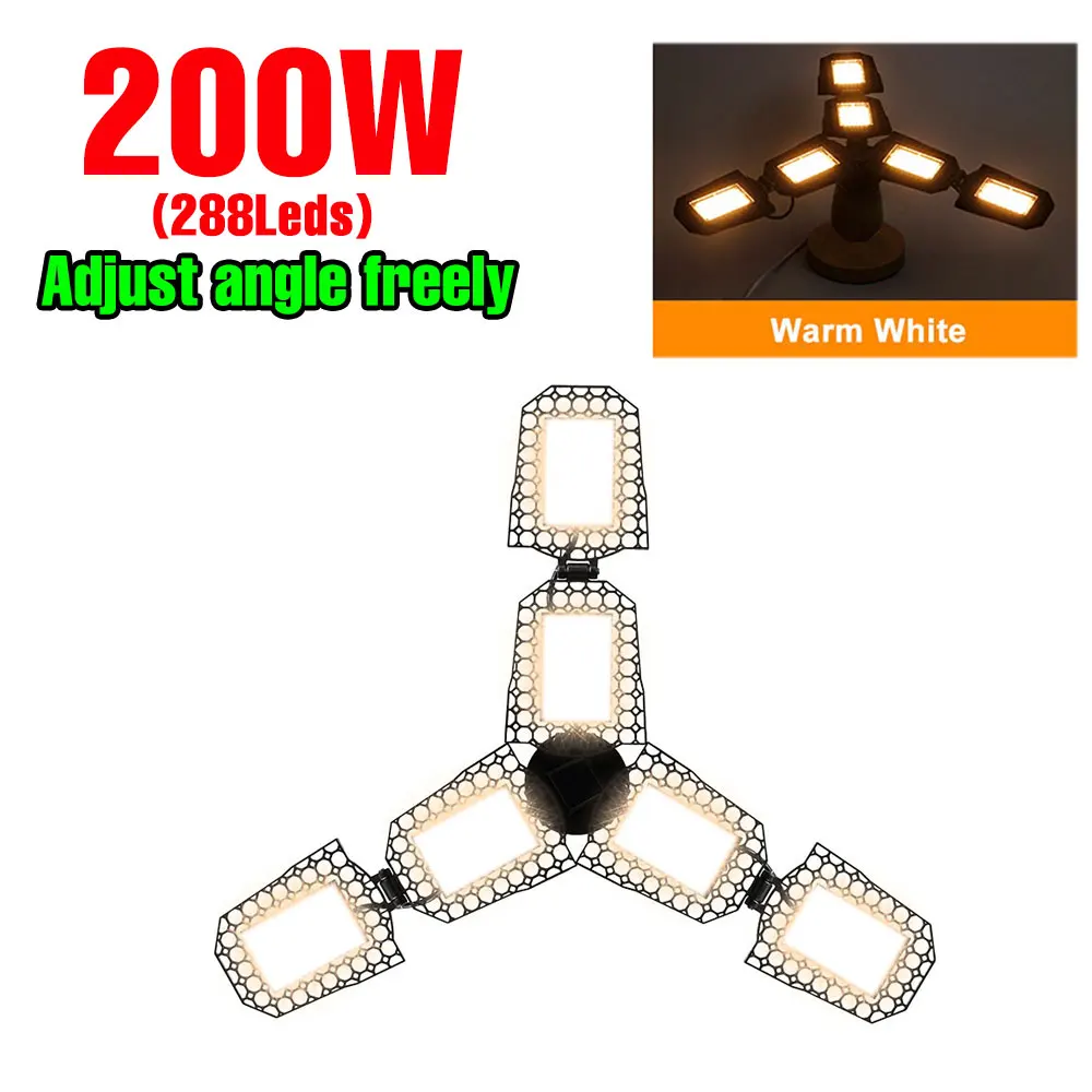 400W LED Werkplaatslamp E27/E26 Vervorming Garagelamp 220V Opvouwbare Spotlight 110V Magazijnkelders Groot Gebied Verlichting