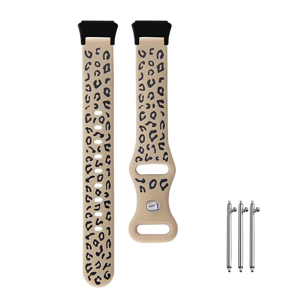 

Leopard Print Watch Strap For Huawei Hua Wei Band 7 Quick Release Skin-friendly Silicone Adjustable Sport Smart Watchband Unisex