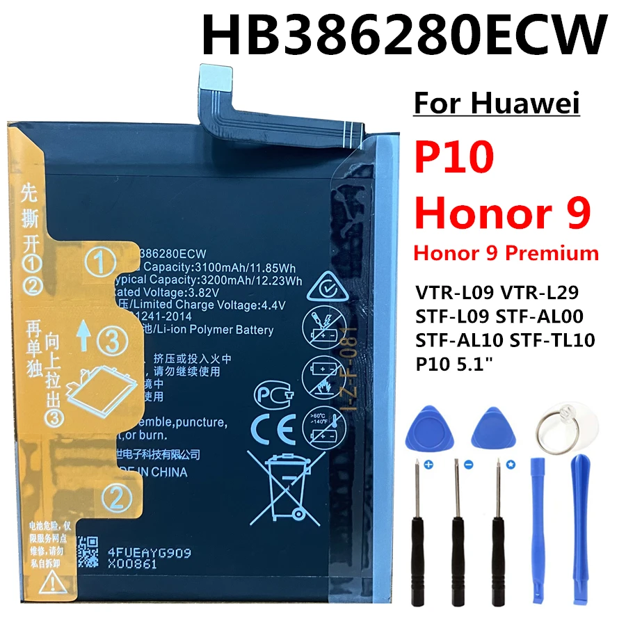 Original HB386280ECW for Huawei P10 VTR-L09 VTR-L29 Honor 9 Honor9 Premium STF-L09 STF-AL00 STF-AL10 STF-TL10 P10 5.1\