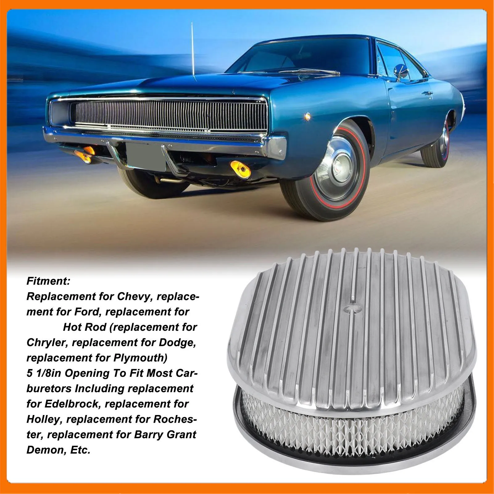 

Oval Air Cleaner Polished Aluminum Alloy 12in Oval Half Finned Air Filter Assembly Kit Replacement For Ford Air Cleaner Assembly