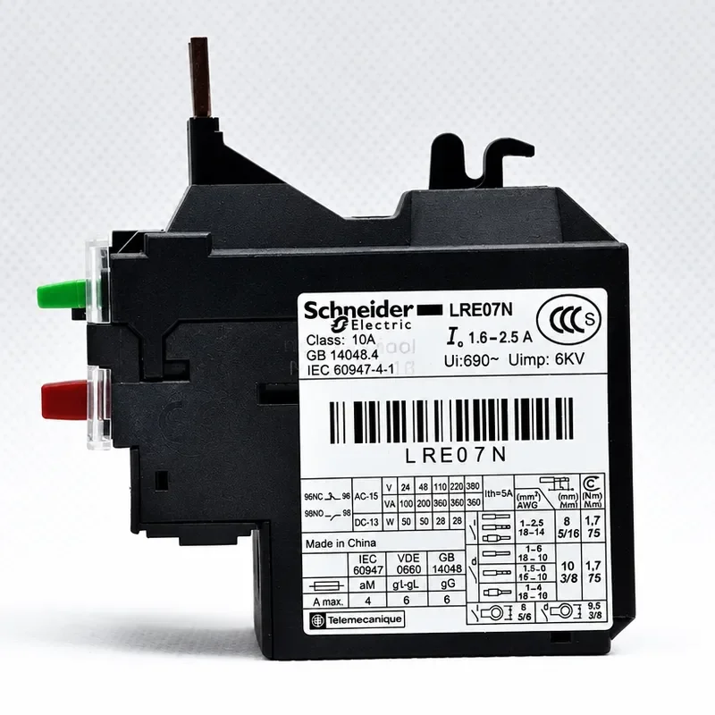 100% New Original Schneider Electric Circuit Device Easy TeSys Protect LRE07N Upgrade LRN07N 1.6-2.5A Thermal Overload Relay