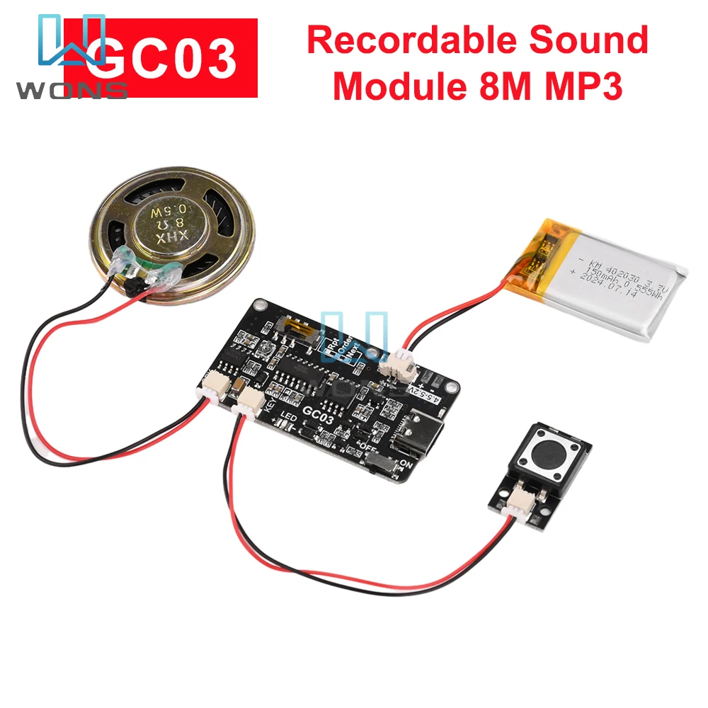 GC03 Magnetron Recording Card Movement Creative Gift Box DIY Christmas Birthday Card Music Wall MP3 Download Voice Module