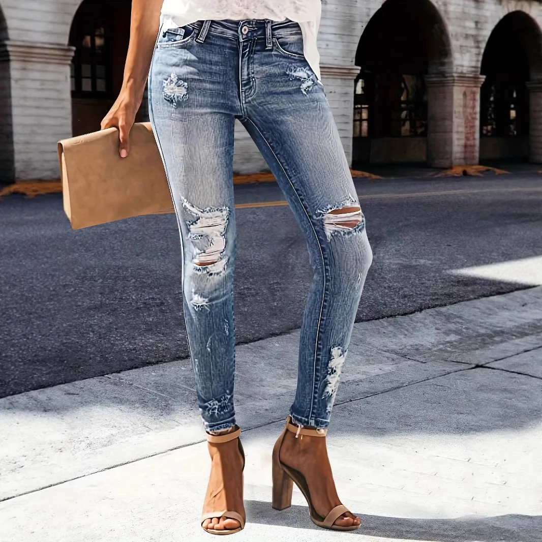 

Women's Y2k Shaping Skinny Jeans High Waisted Ripped Distressed Denim Pants Stretchy Legging Jean Trousers Slim Fit Casual Jeans