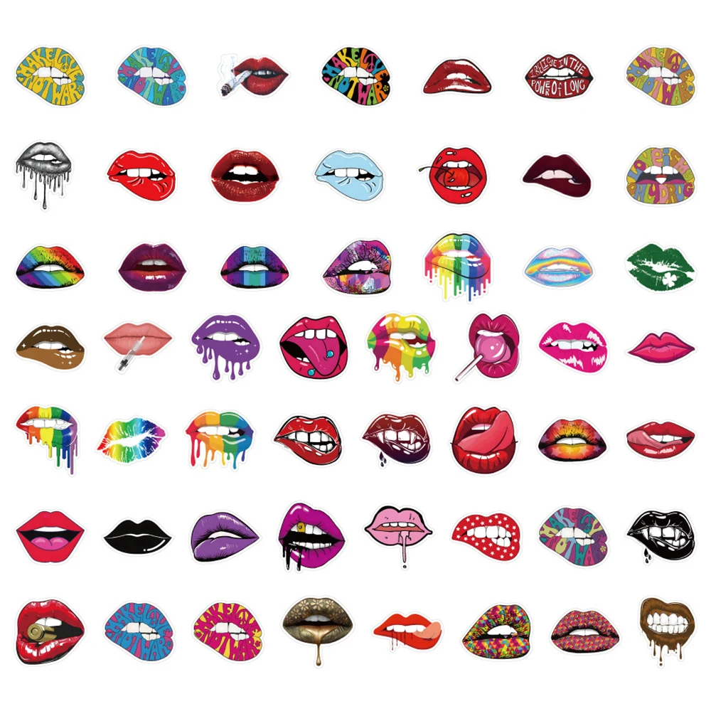 10/30/50pcs Sexy Lips Graffiti Stickers Decal Toys DIY Laptop Skateboard Phone Suitcase Motorcycle PVC Waterproof Car Sticker