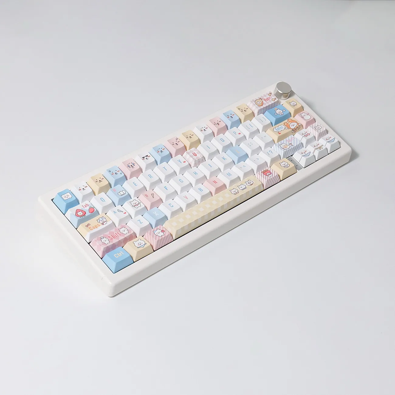 MAIMOOO Pixel Bear Keycap Set Cherry Profile PBT Custom Blue Pink Cute Self-mocking Bear Keycaps for Mechanical Keyboard Gifts