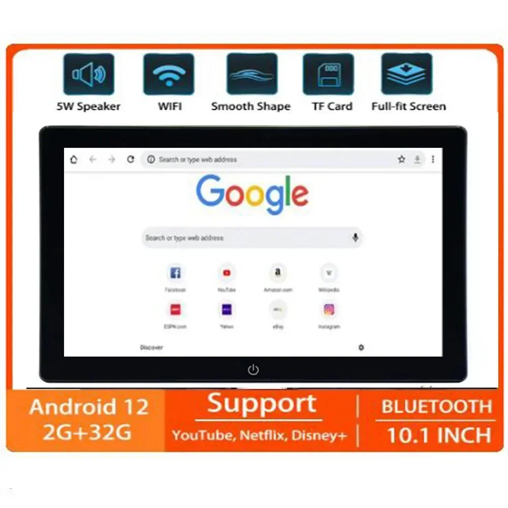 شاشة مسند الرأس IPS Android 12 شاشة تعمل باللمس للكمبيوتر اللوحي لمشغل المقعد الخلفي للسيارة وموسيقى الفيديو وبلوتوث AirPlay HDMI