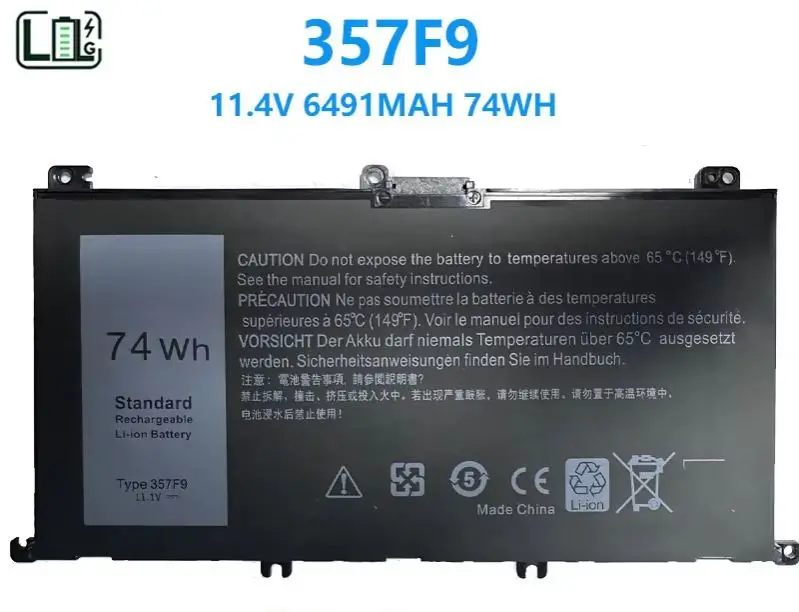 

New 357F9 Laptop Battery For DELL Inspiron 15 7559 7000 7557 7567 7566 5576 5577 P57F P65F 71JF4 INS15PD-1548B 1748B 74Wh 11.1V