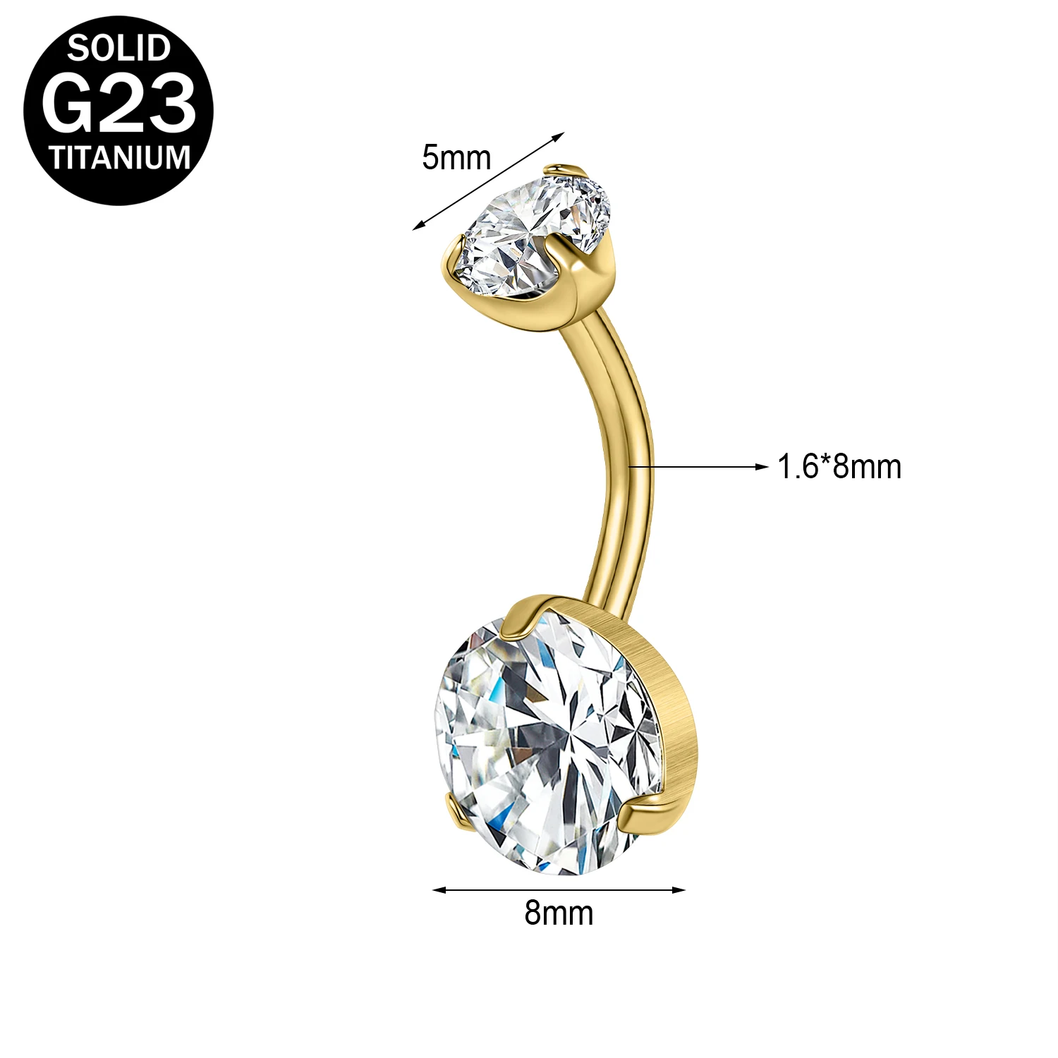 Women's G23 Titanium Belly Button Ring with CZ Crystal