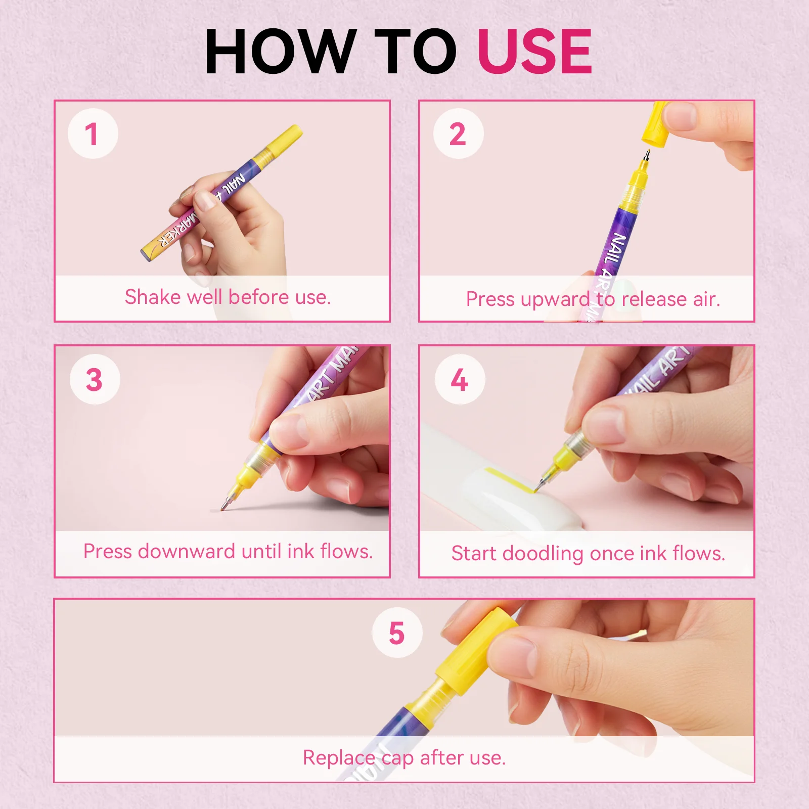 네일 아트용 빠른 건조 아크릴 페인트 마커 색상 유지 네일 포인트 페인팅 라이너 펜 네일 아트 디자인 홈 DIY