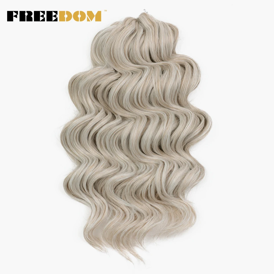 FREEDOM Synthetisches Twist-Häkelhaar, 16 Zoll, tiefe Wellen, Ombré-Blond-Braun, Wasserwellen-Flechthaarverlängerungen – Detail 22