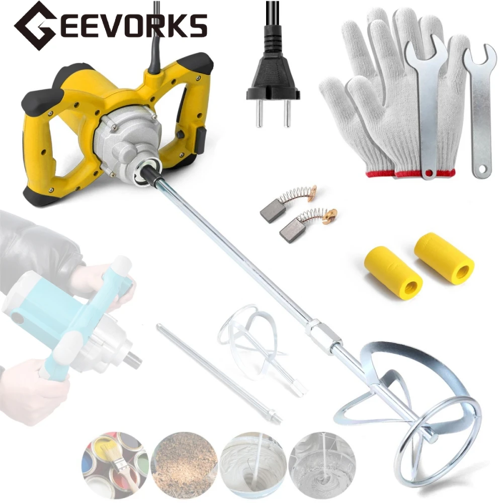 Geevorks-mezclador de grado Industrial, 2600W, 6 velocidades, pintura, cemento, yeso, mortero, recubrimiento, masilla, polvo, máquina mezcladora