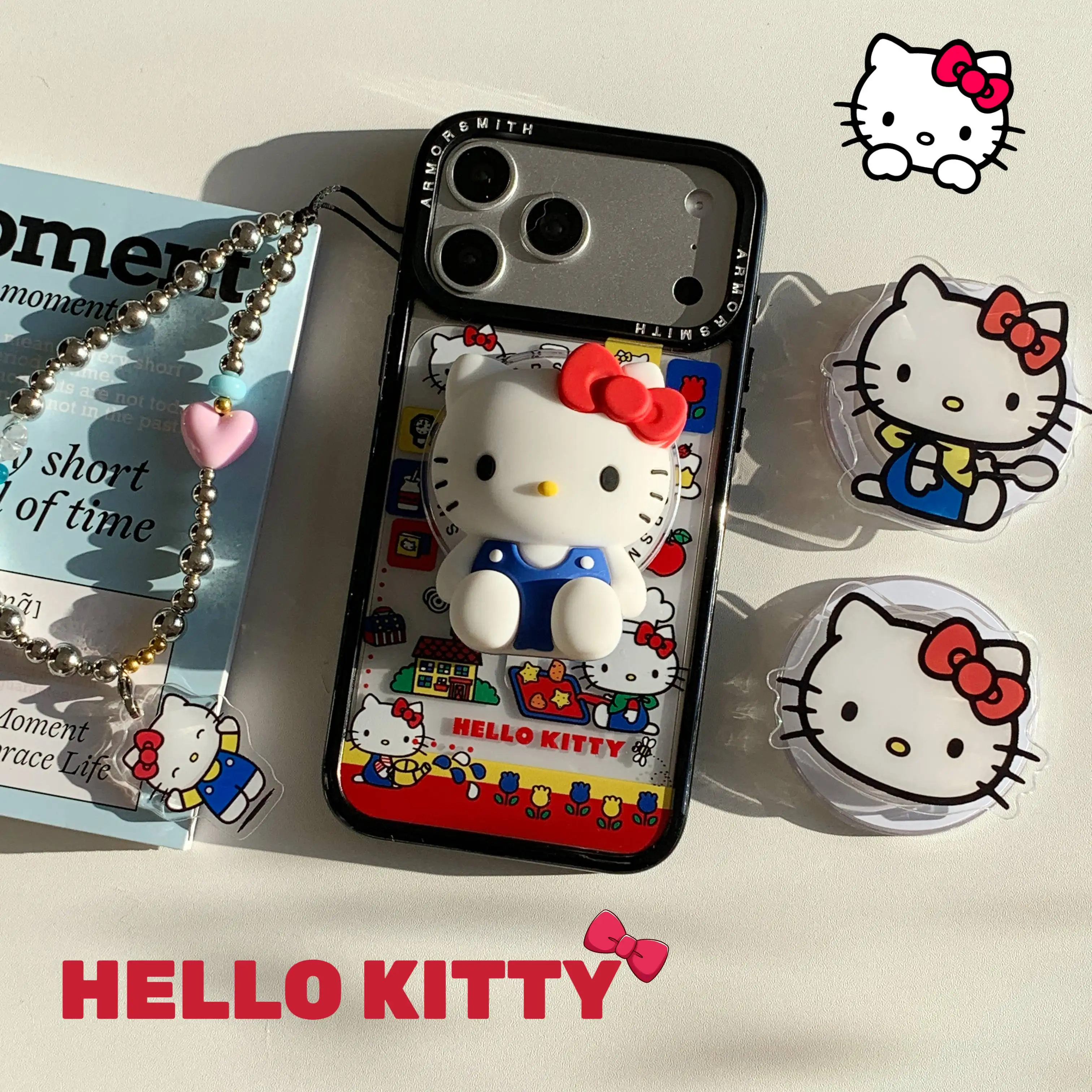 

Kawaii Cartoon Magnetic Phone Case for iPhone 16 Pro 15 14 13 12 11 17 Pro Max Cover Cute 3D Hellokitty For Magsafe Stand Cases
