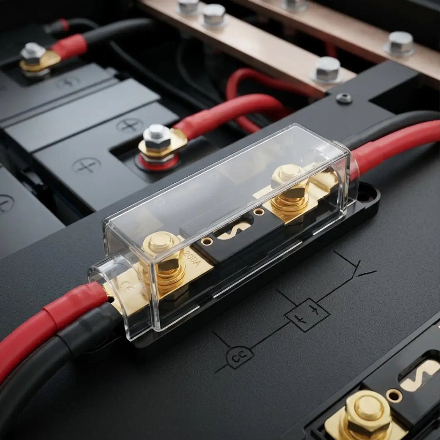 ANL Schraubbarer Sicherungsblock 30A-500A Hochstrom-Sicherungshalter Flammhemmend PA66+PC für Auto-Audio Solar Auto RV Marine Schaltkreise – Detail 4