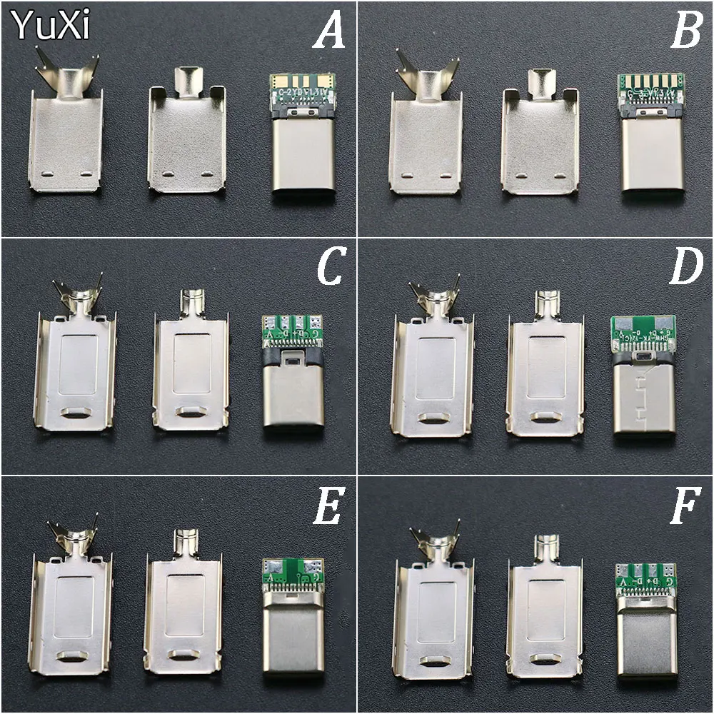 

USB 3.1 Type-C Male Plug 2.0 3.0 Charging Port Connector with Metal Shell Upper And Lower Cover Data Wire Welding W/ PCB Board