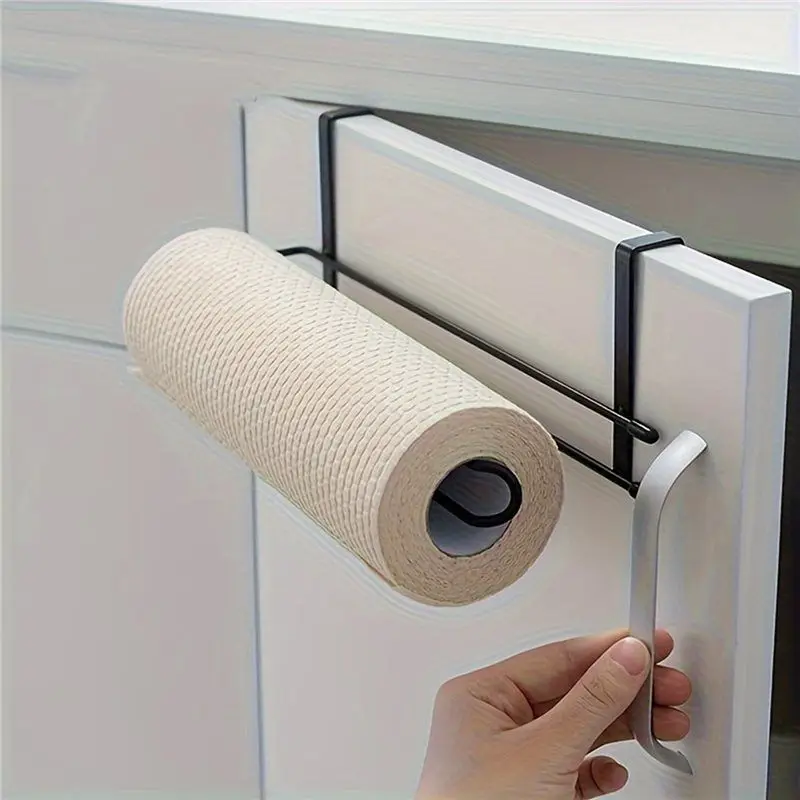 ABAH-Plastic Wrap Storage Rack, Wall-Hanging 2Pc Perforation-Free Kitchen Paper Towel Rack, Bathroom Paper Towel Rack