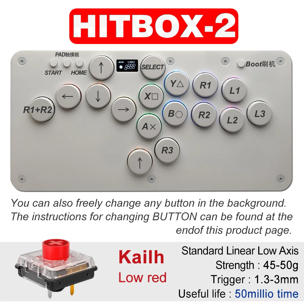 SiTong HITBOX-2 Pure White Full Silent Kailh Low Red Steam Street